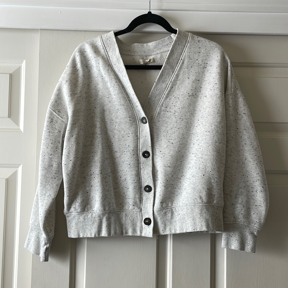 Madewell Cropped Cardigan Button Sweatshirt